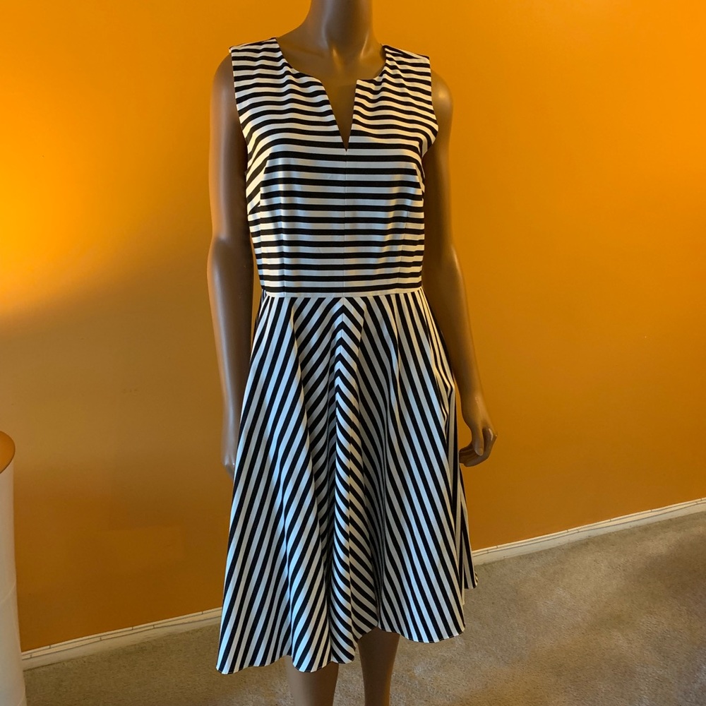 Ann Taylor black and white striped dress